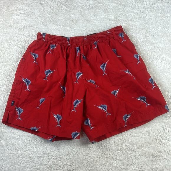 Polo Sport red swordfish print swim trunks, XL - Picture 1 of 10